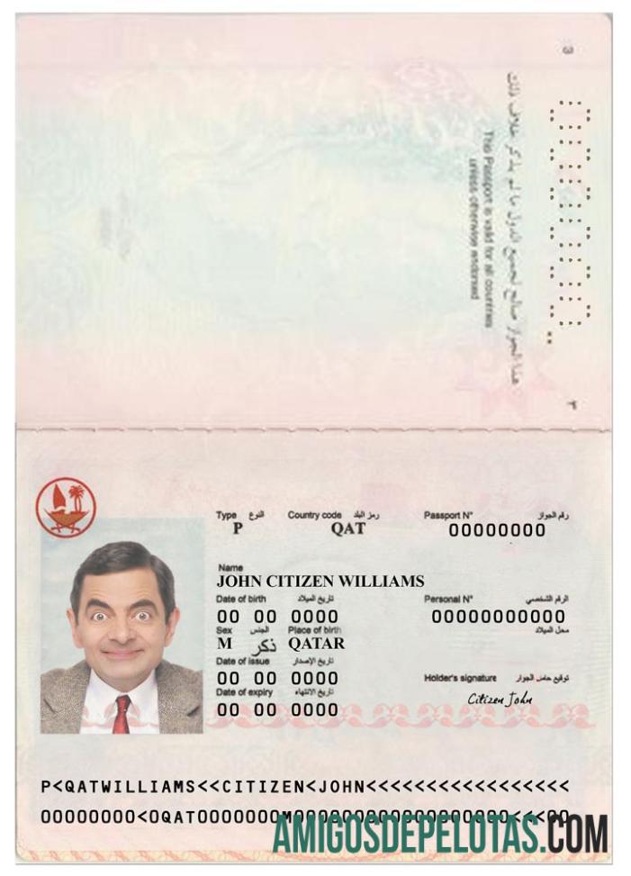 Passaporte do Catar amostra